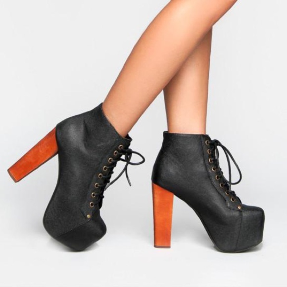 JEFFREY CAMPBELL LITA Lace-Up Leather Boots